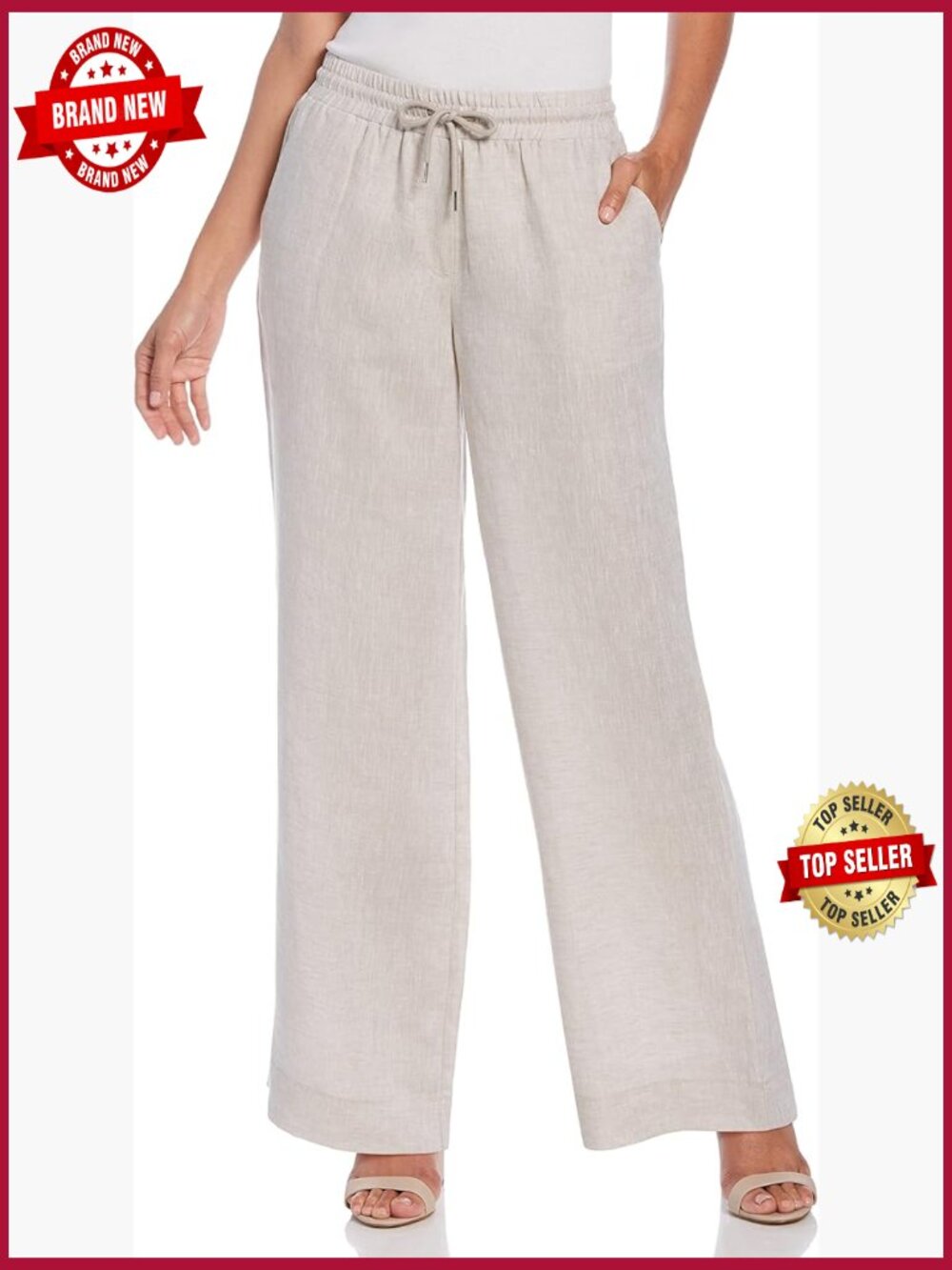 Wide Leg Drawstring Linen Pant Palazzo Casual